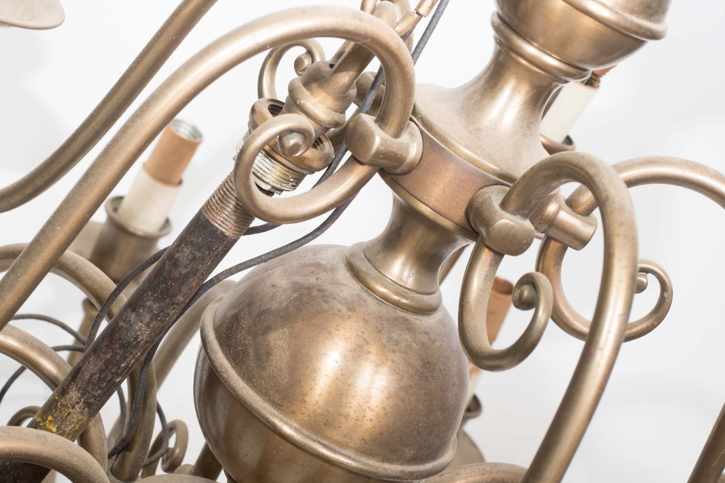 Pair of Georgian Style Brass Finished Chandeliers