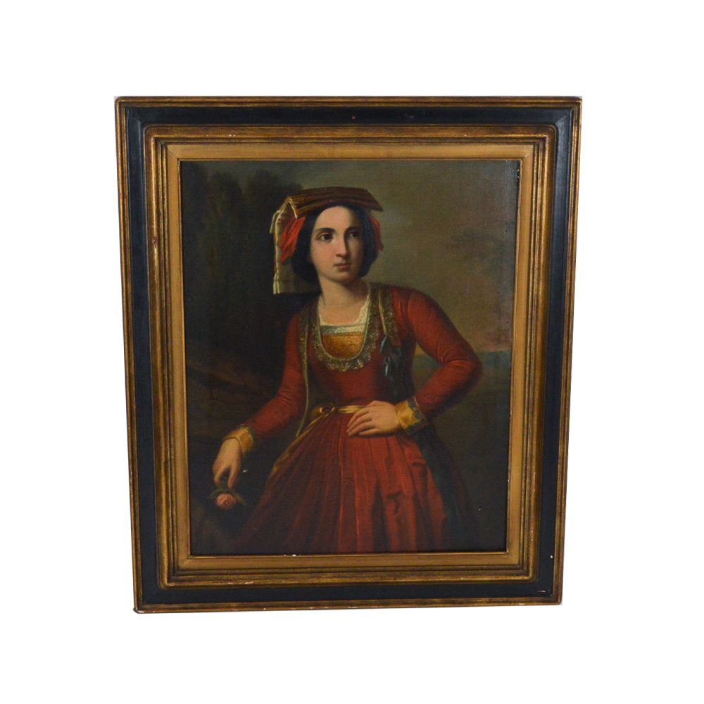 Antique Oil Painting on Canvas of a Turkish Woman