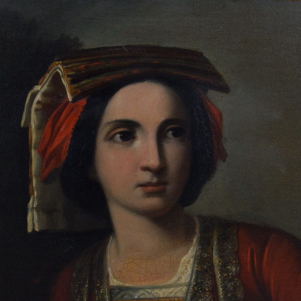 Antique Oil Painting on Canvas of a Turkish Woman