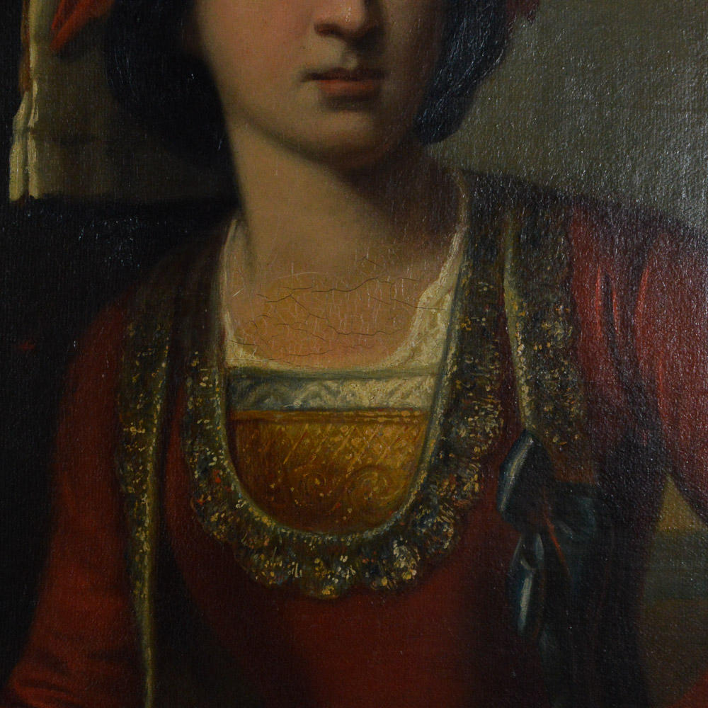 Antique Oil Painting on Canvas of a Turkish Woman