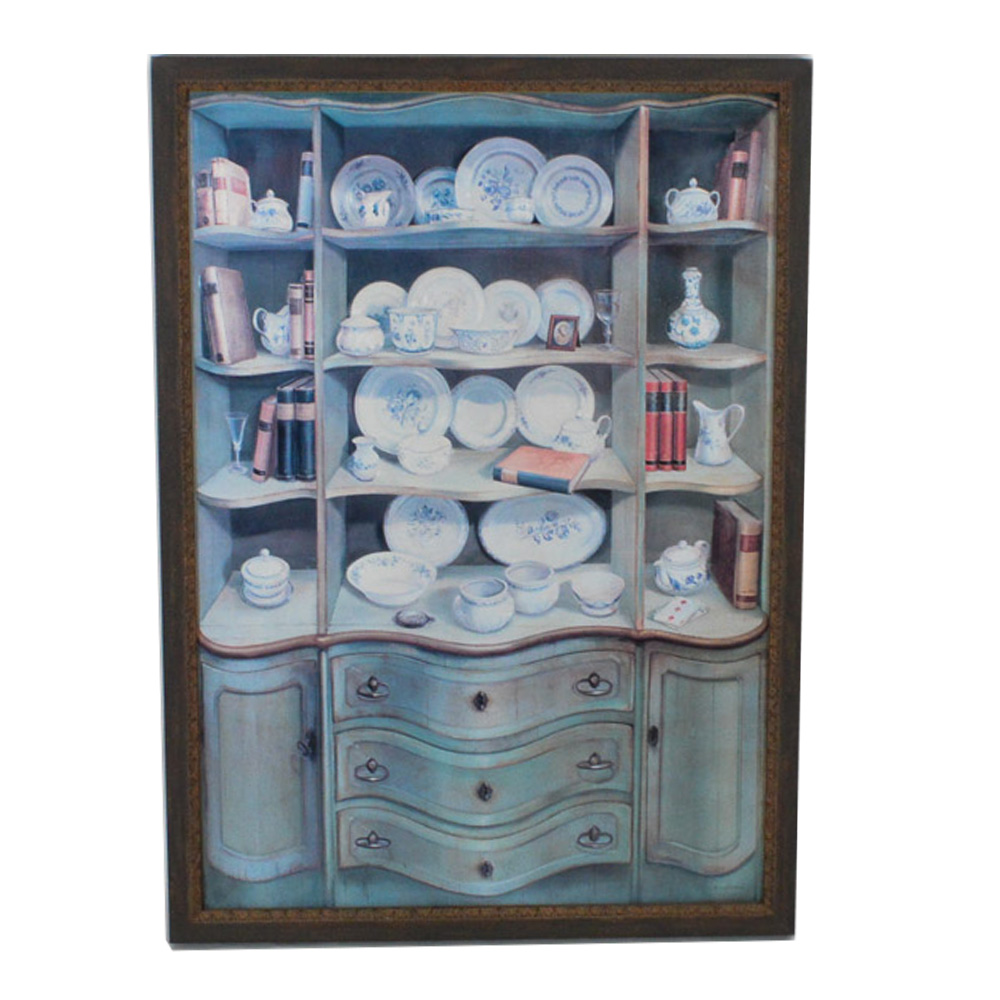 Framed Giclee of Cupboard with Dishes