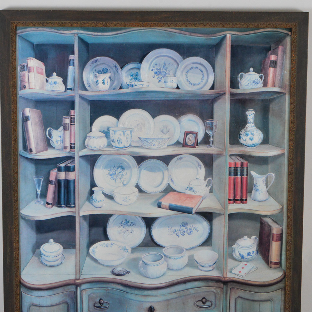 Framed Giclee of Cupboard with Dishes