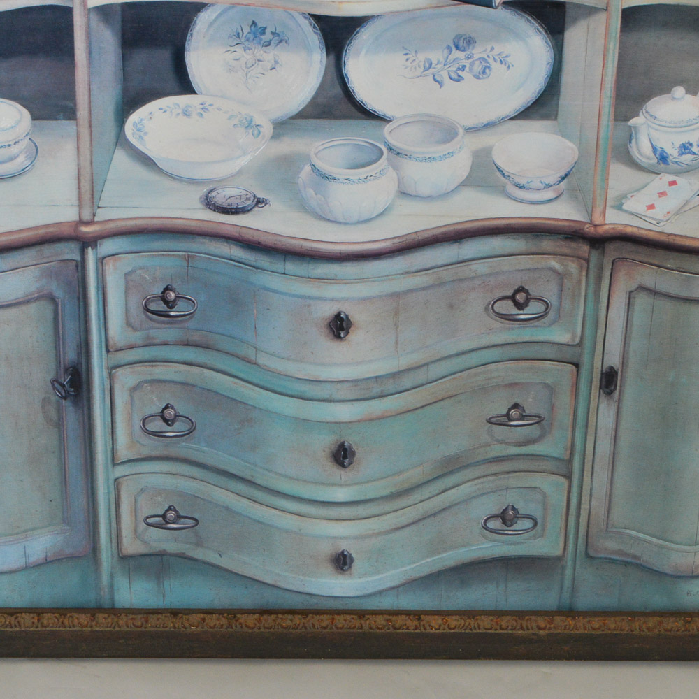 Framed Giclee of Cupboard with Dishes