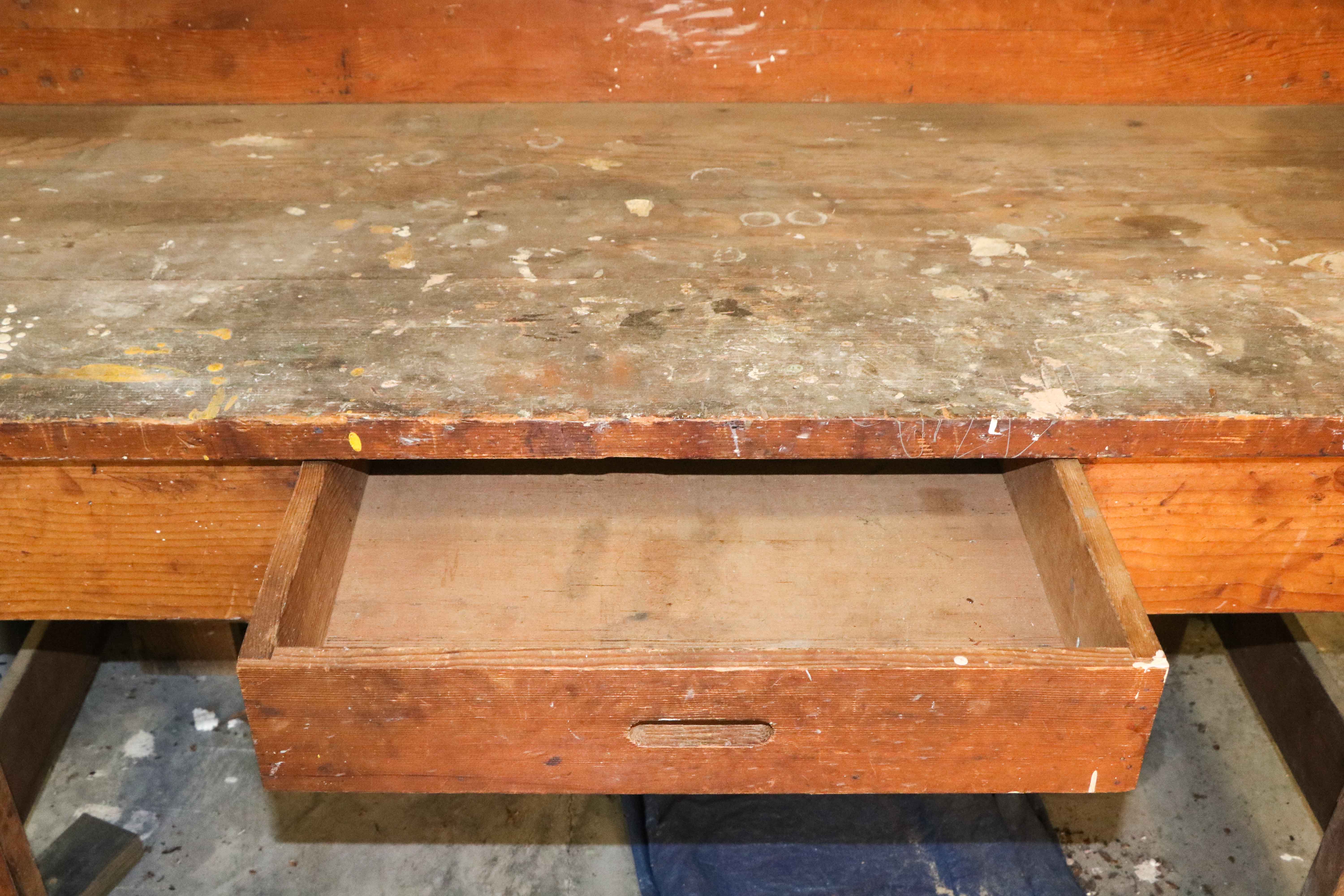 Vintage Pine Shop Work Table