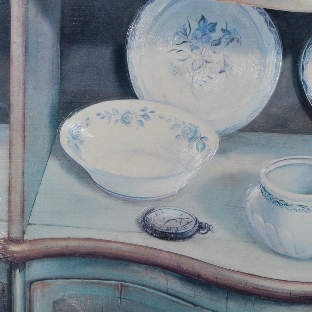 Framed Giclee of Cupboard with Dishes