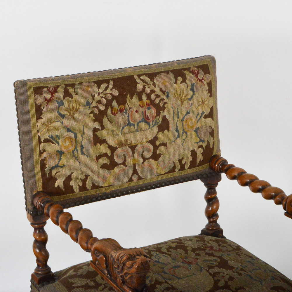 Antique Renaissance Revival Walnut Arm Chair, c. 1890