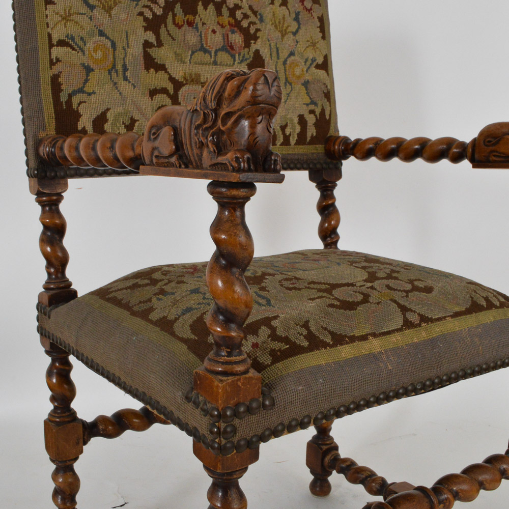 Antique Renaissance Revival Walnut Arm Chair, c. 1890