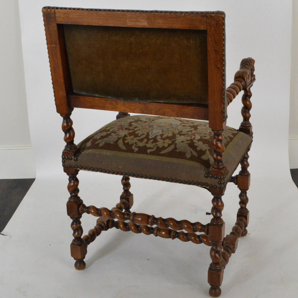 Antique Renaissance Revival Walnut Arm Chair, c. 1890