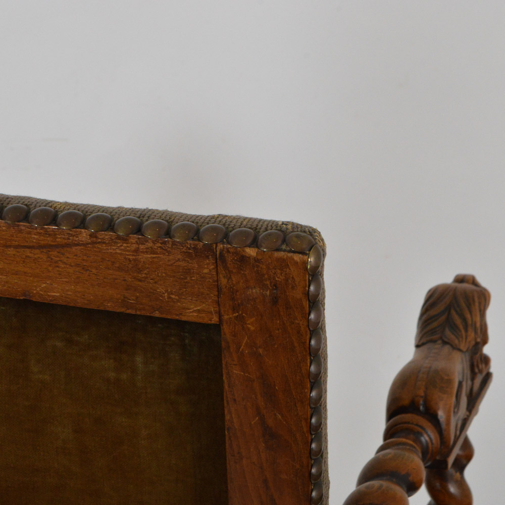 Antique Renaissance Revival Walnut Arm Chair, c. 1890