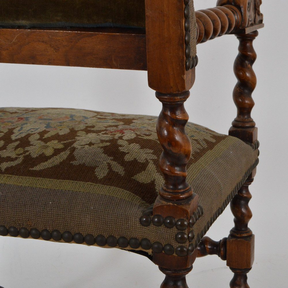 Antique Renaissance Revival Walnut Arm Chair, c. 1890