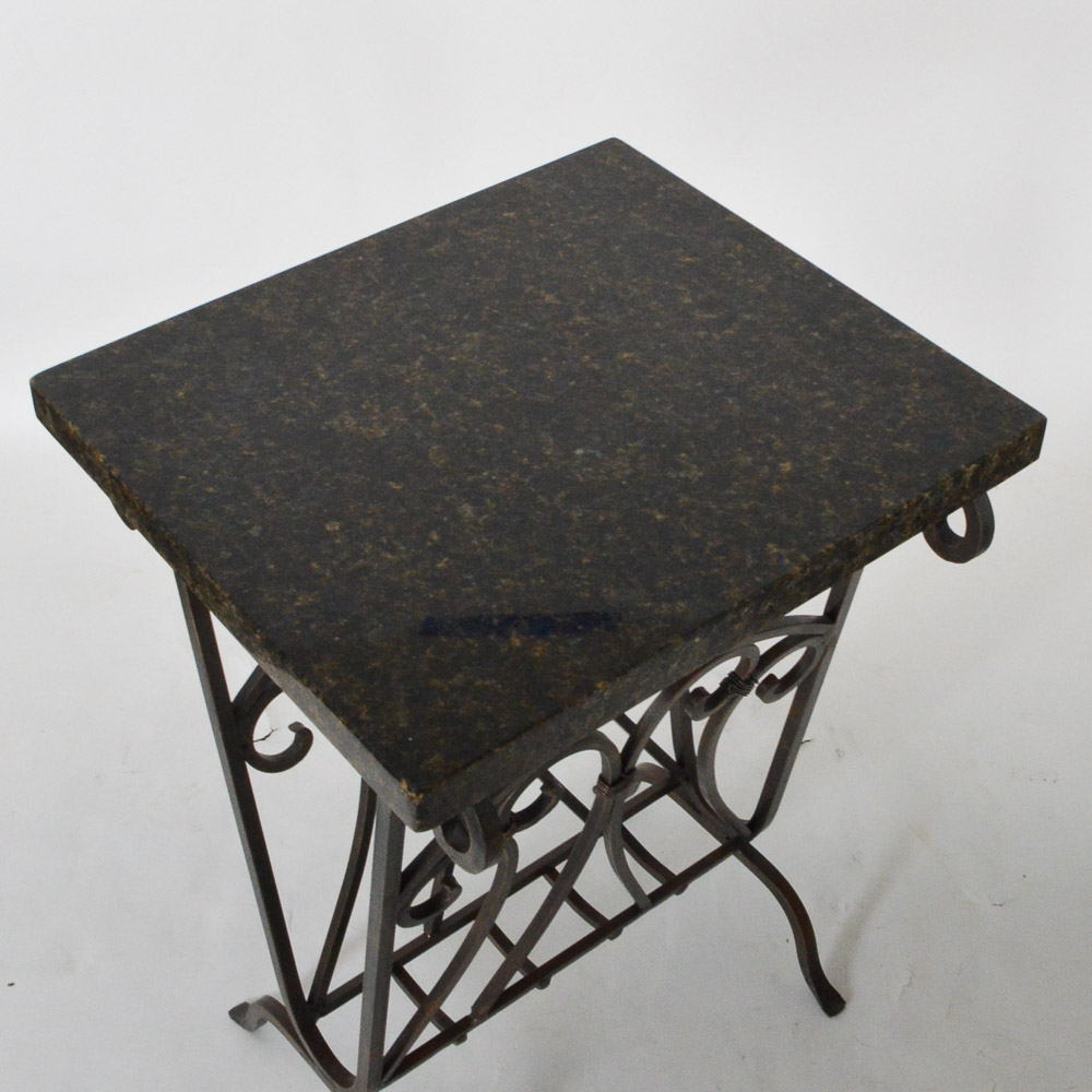 Iron Table with Granite Top