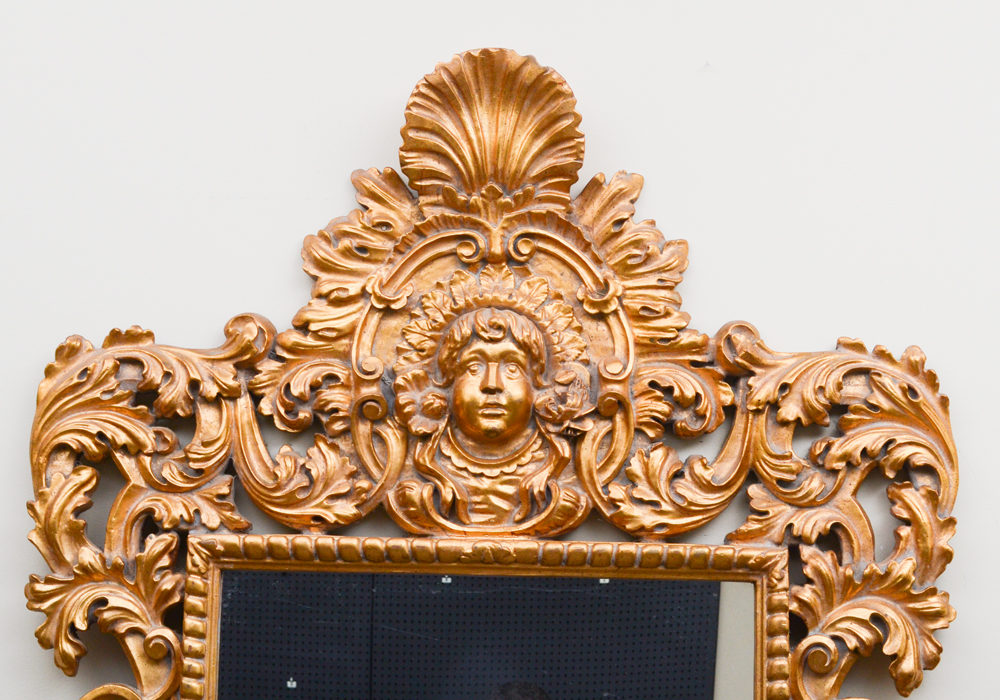 Oversize Ornate Gold Tone Wall Mirror