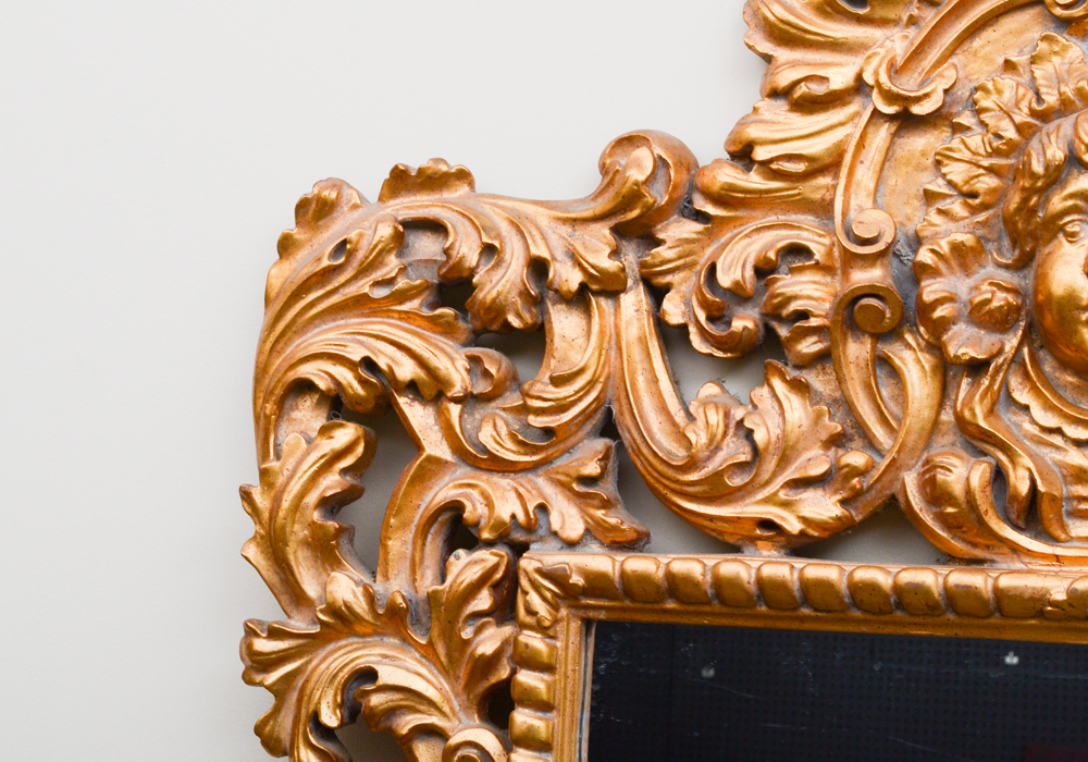 Oversize Ornate Gold Tone Wall Mirror