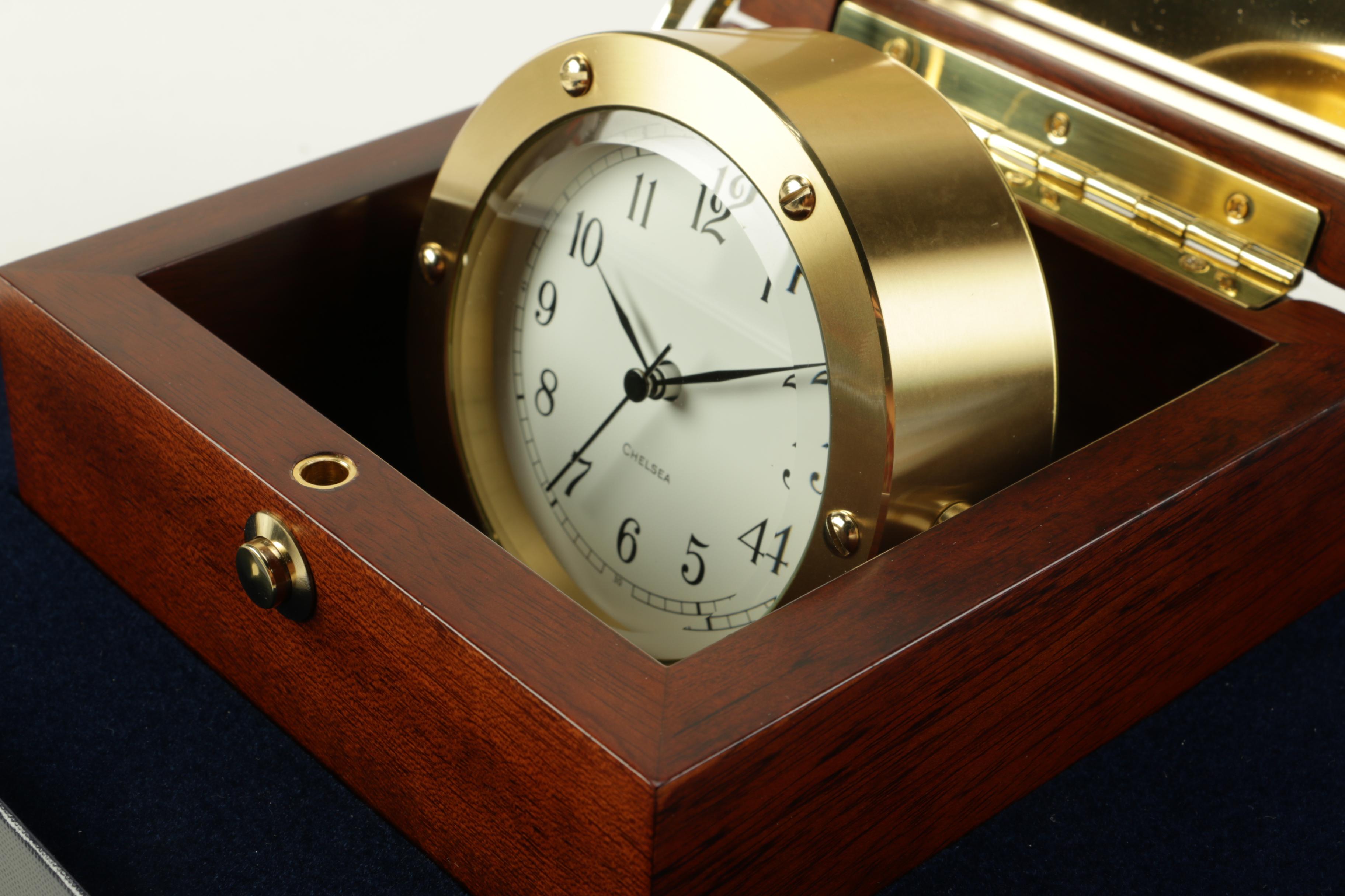 Brass Chelsea Clock in Wood Presentation Box
