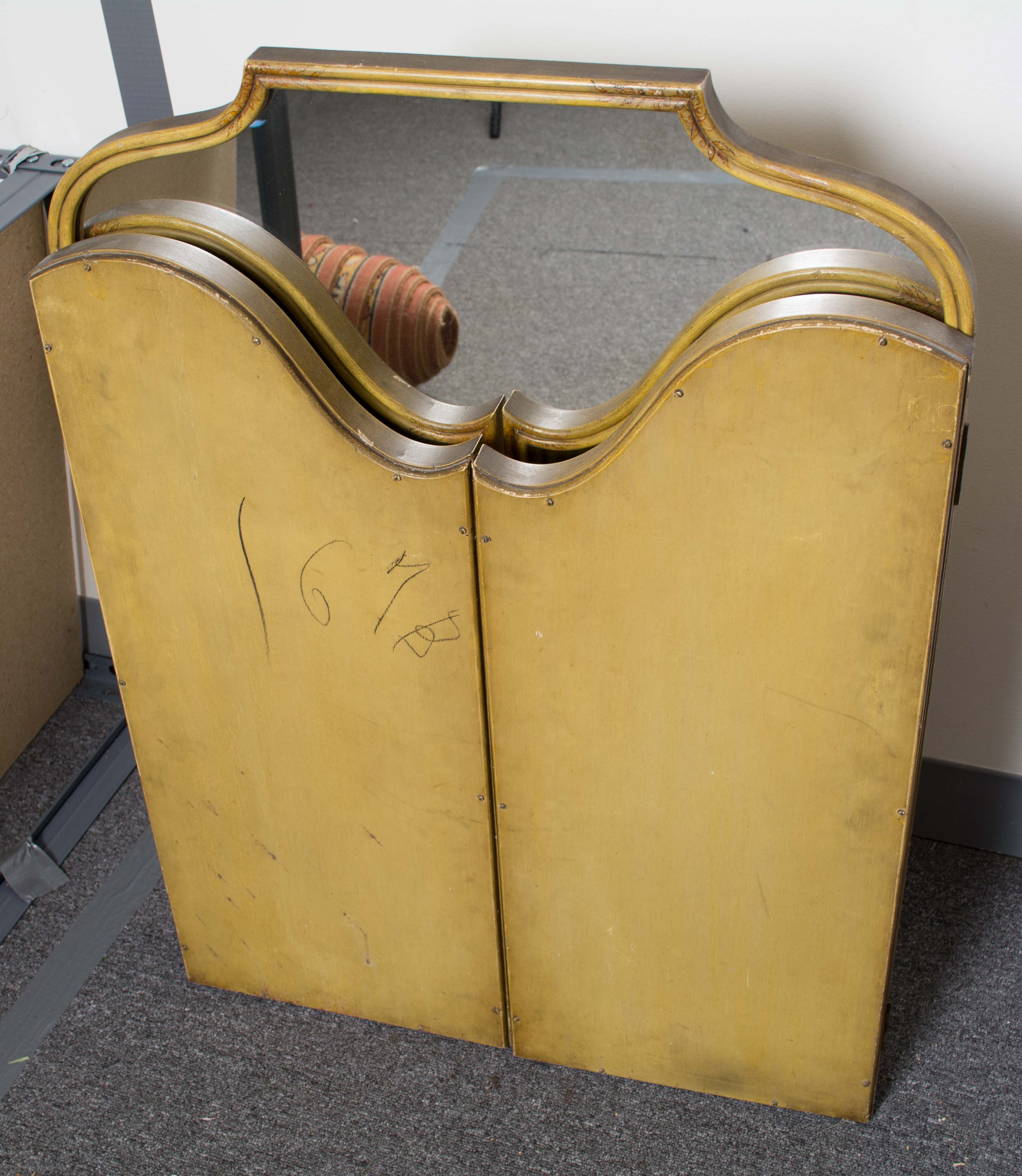 Vintage Painted Three-Panel Vanity Mirror