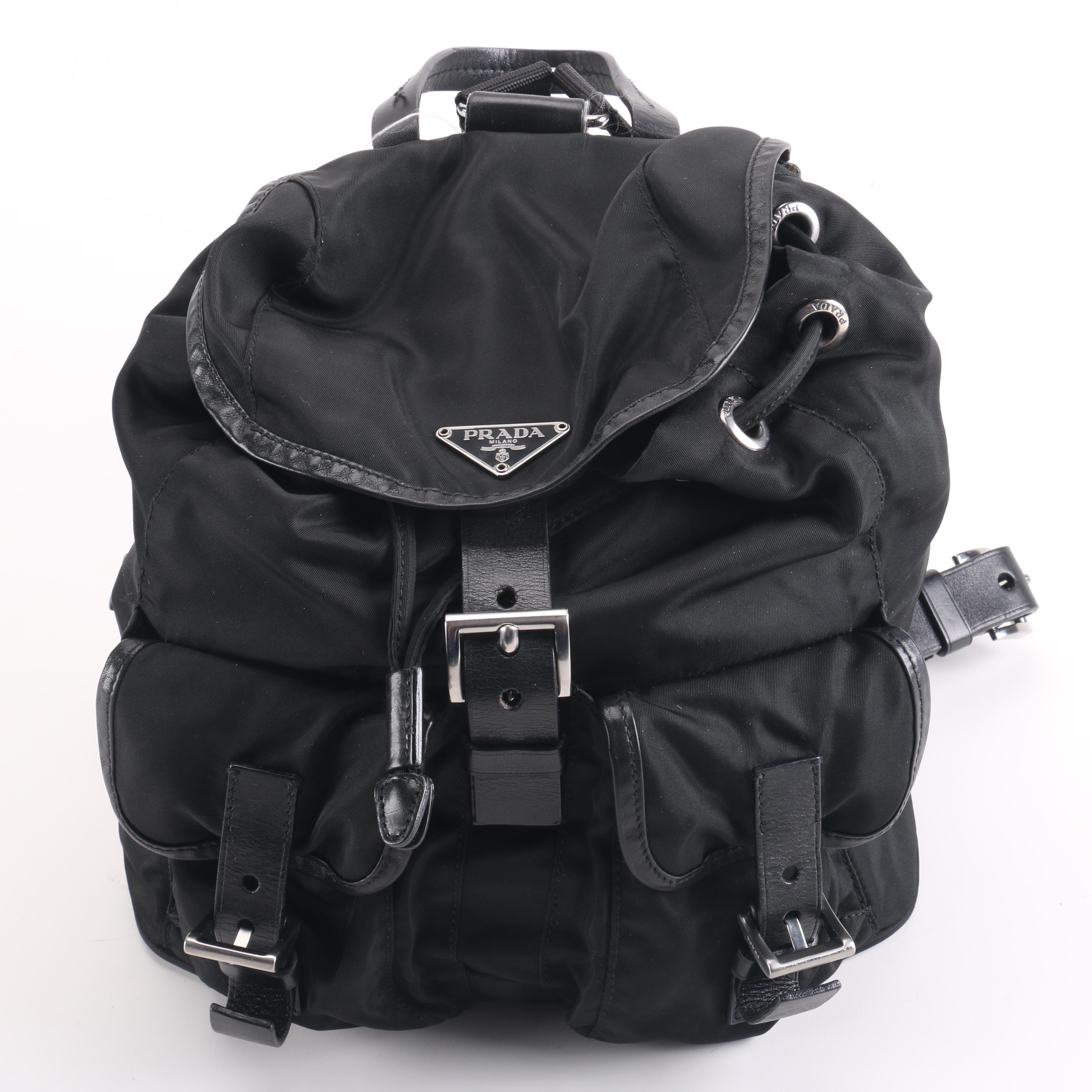 Prada Black Nylon and Leather Backpack