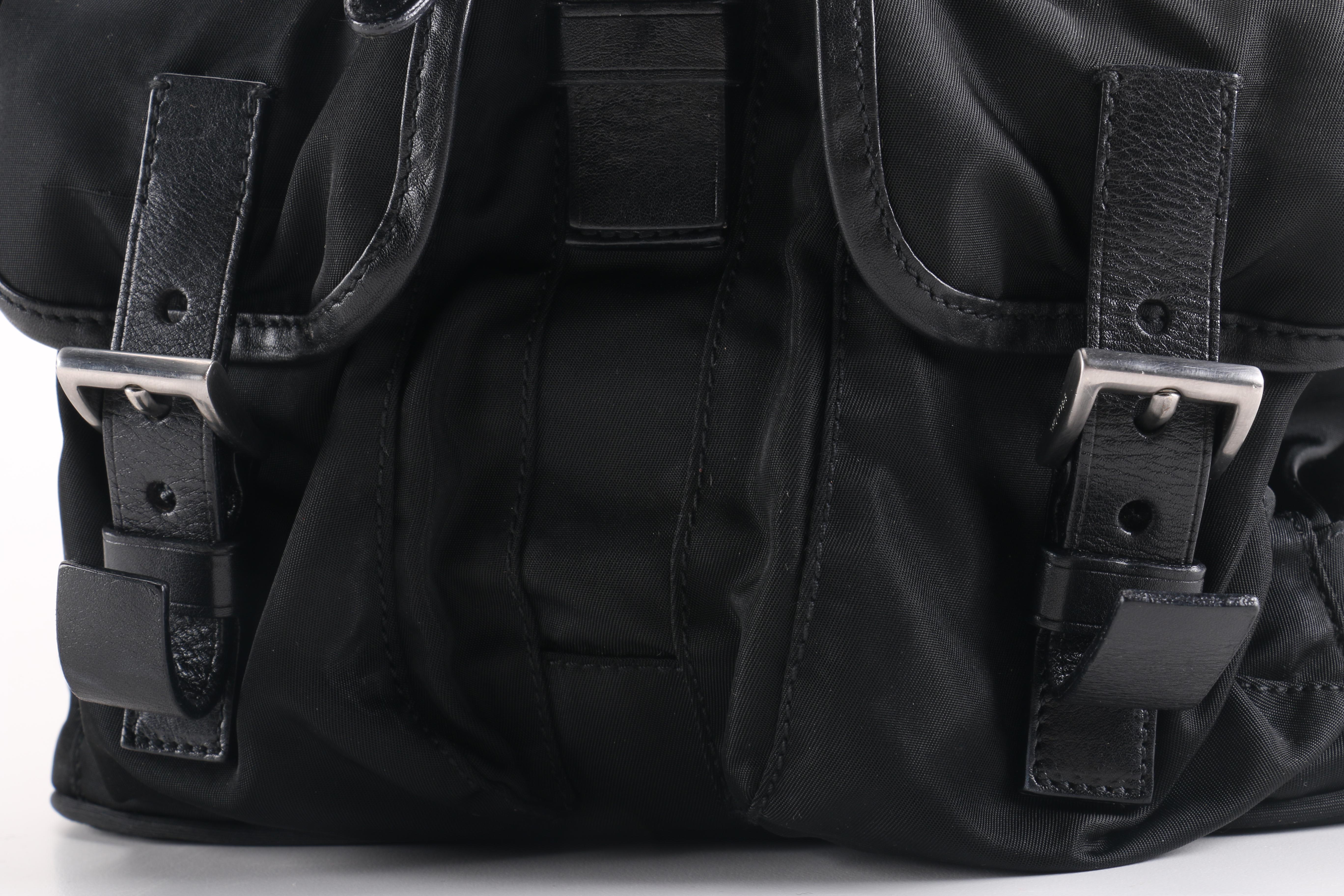 Prada Black Nylon and Leather Backpack