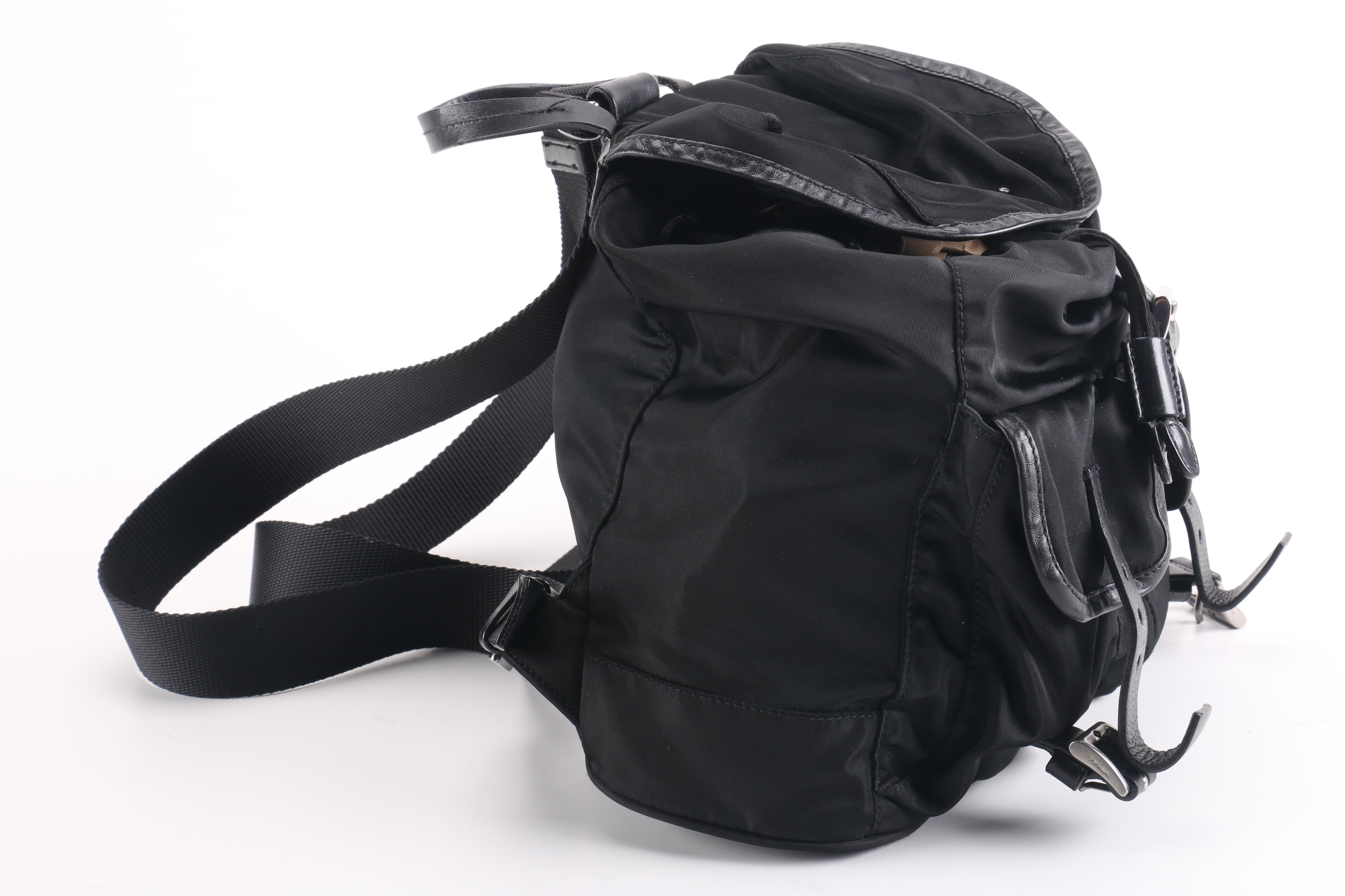 Prada Black Nylon and Leather Backpack