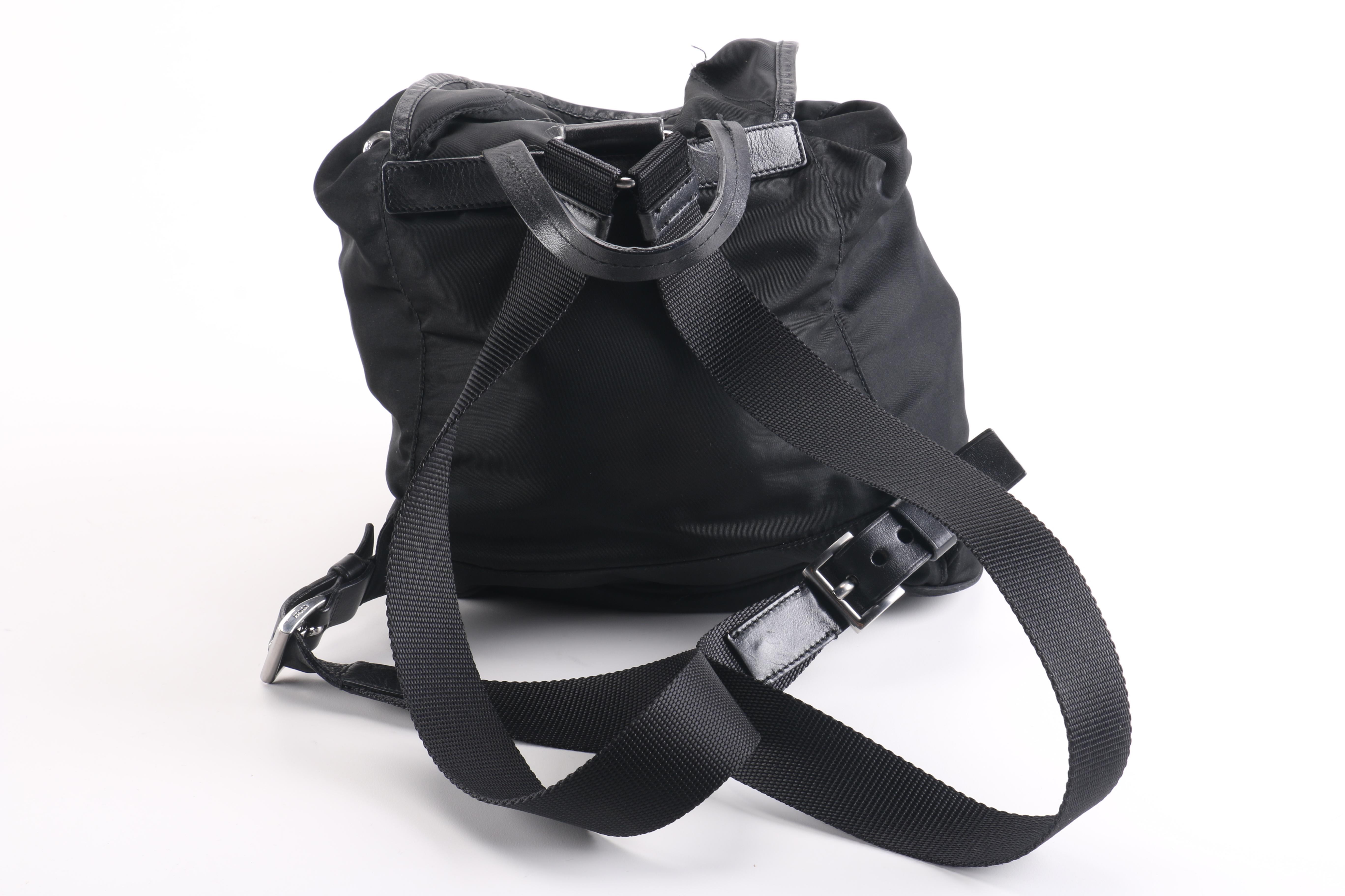 Prada Black Nylon and Leather Backpack