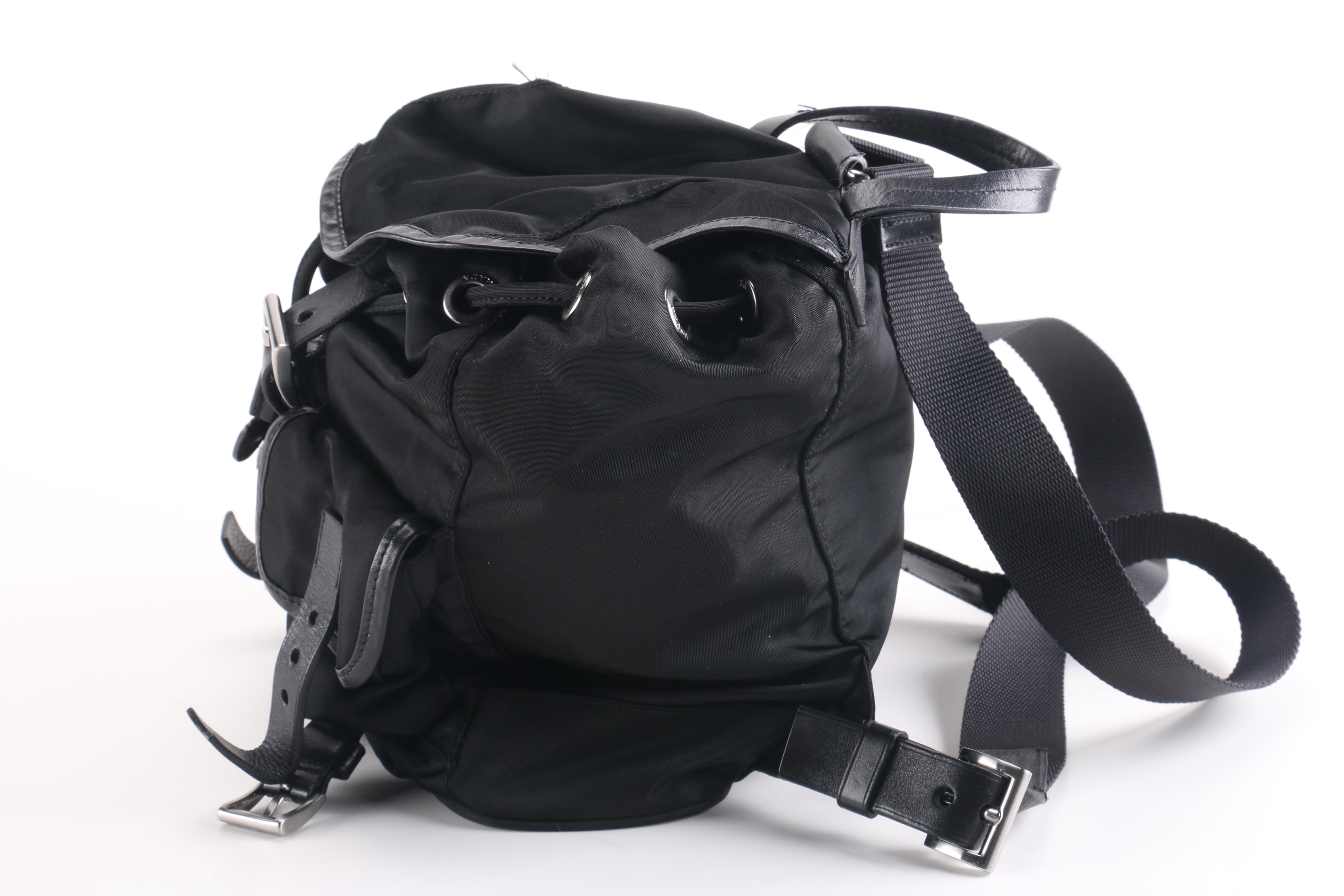 Prada Black Nylon and Leather Backpack