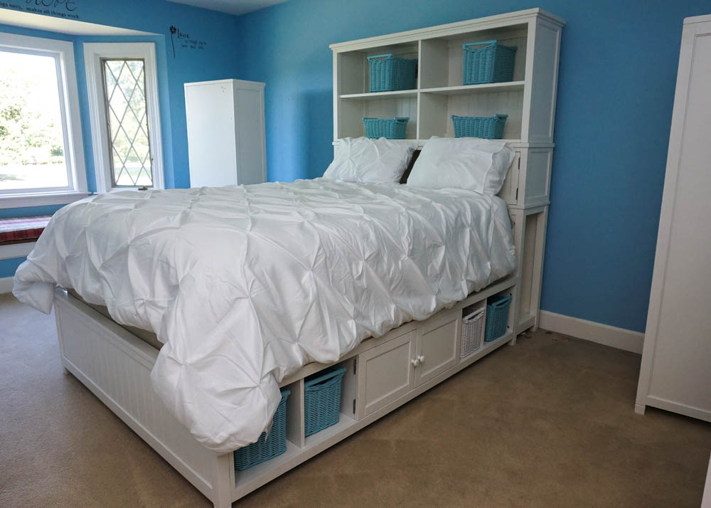 White Country Style Queen Size Storage Bed by Pottery Barn