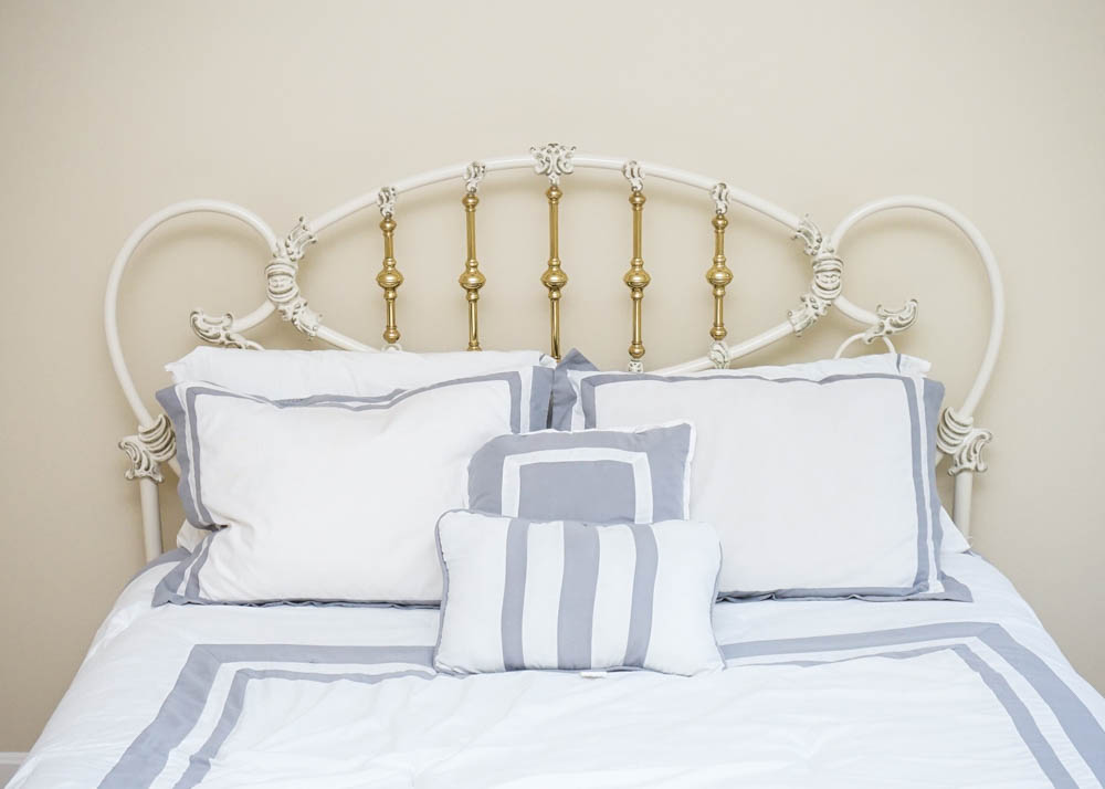 White Iron and Brass Victorian Style Bed by Elliot's Design