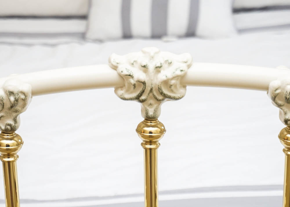 White Iron and Brass Victorian Style Bed by Elliot's Design