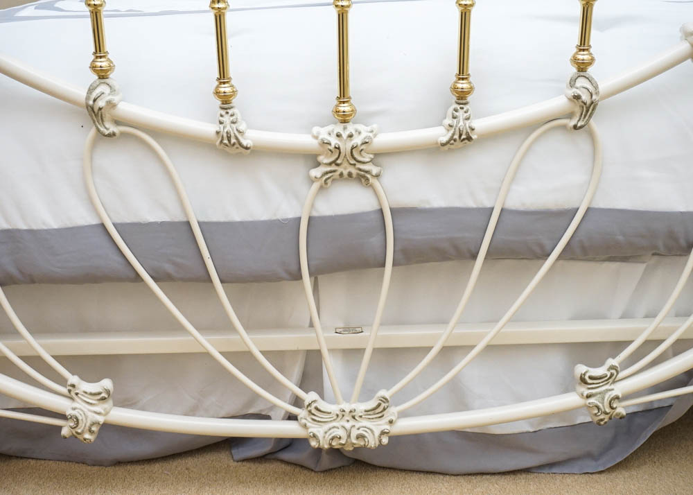 White Iron and Brass Victorian Style Bed by Elliot's Design