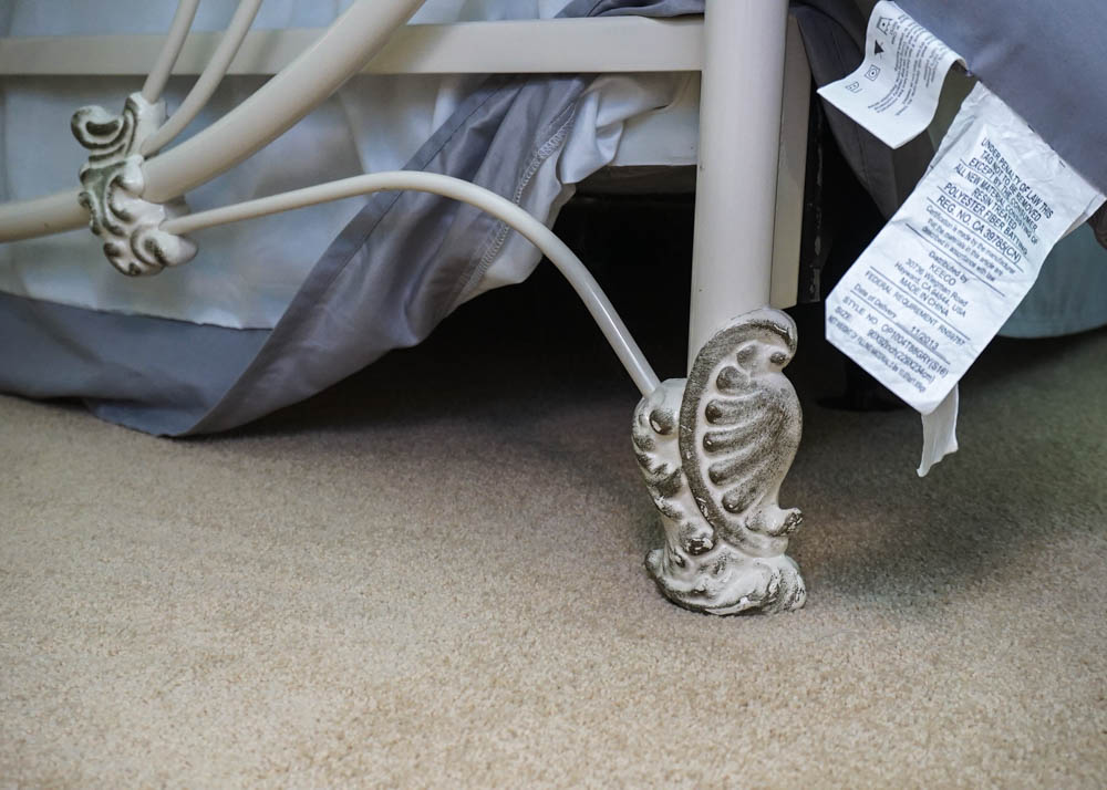 White Iron and Brass Victorian Style Bed by Elliot's Design