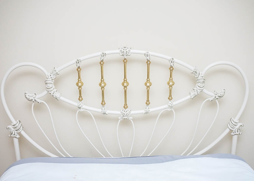 White Iron and Brass Victorian Style Bed by Elliot's Design