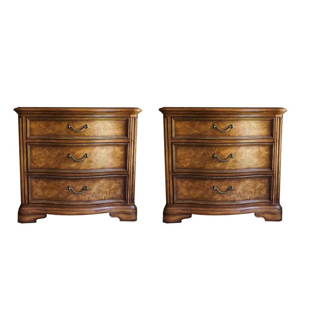 Pair of Oak Burl Nightstands by Thomasville
