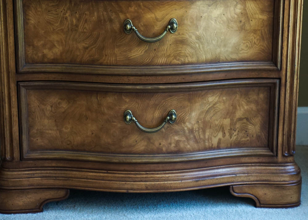 Pair of Oak Burl Nightstands by Thomasville