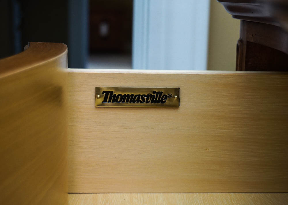 Pair of Oak Burl Nightstands by Thomasville