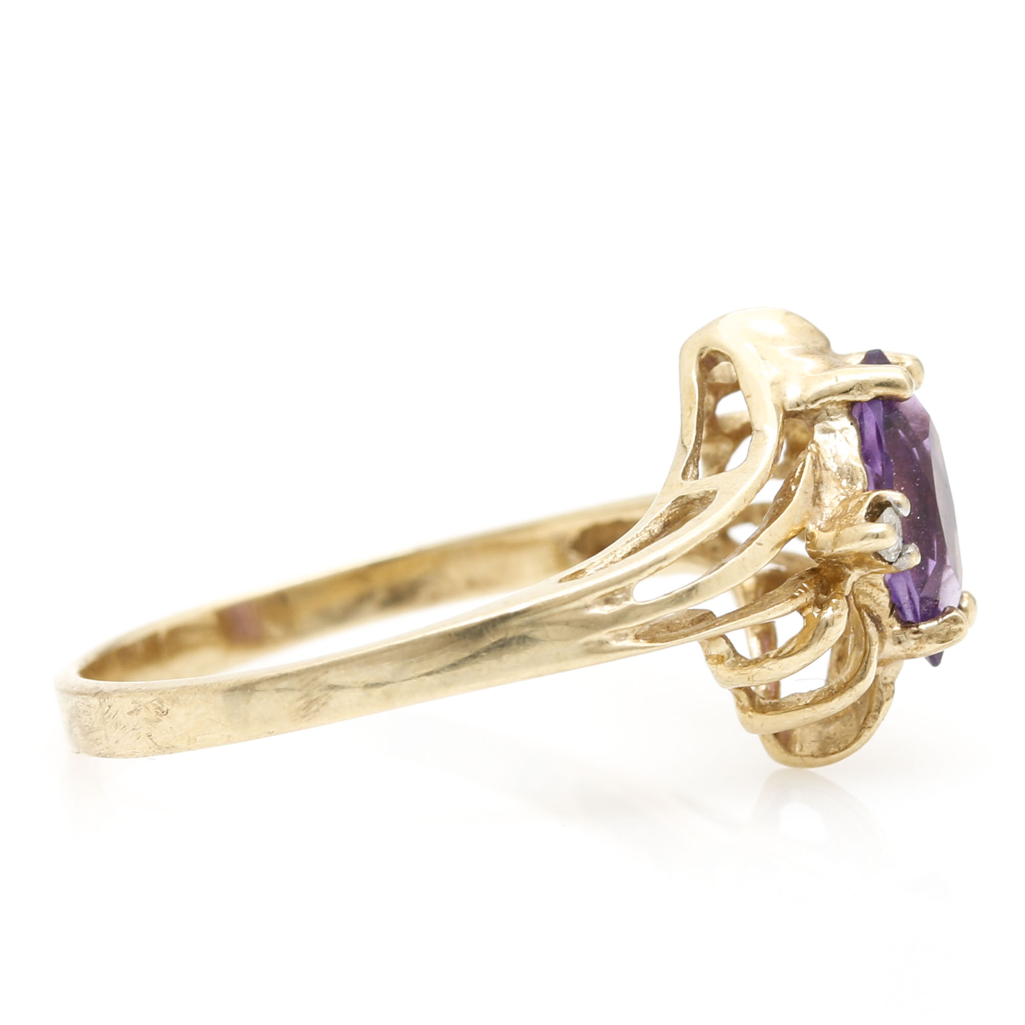 10K Yellow Gold Amethyst and Diamond Jewelry