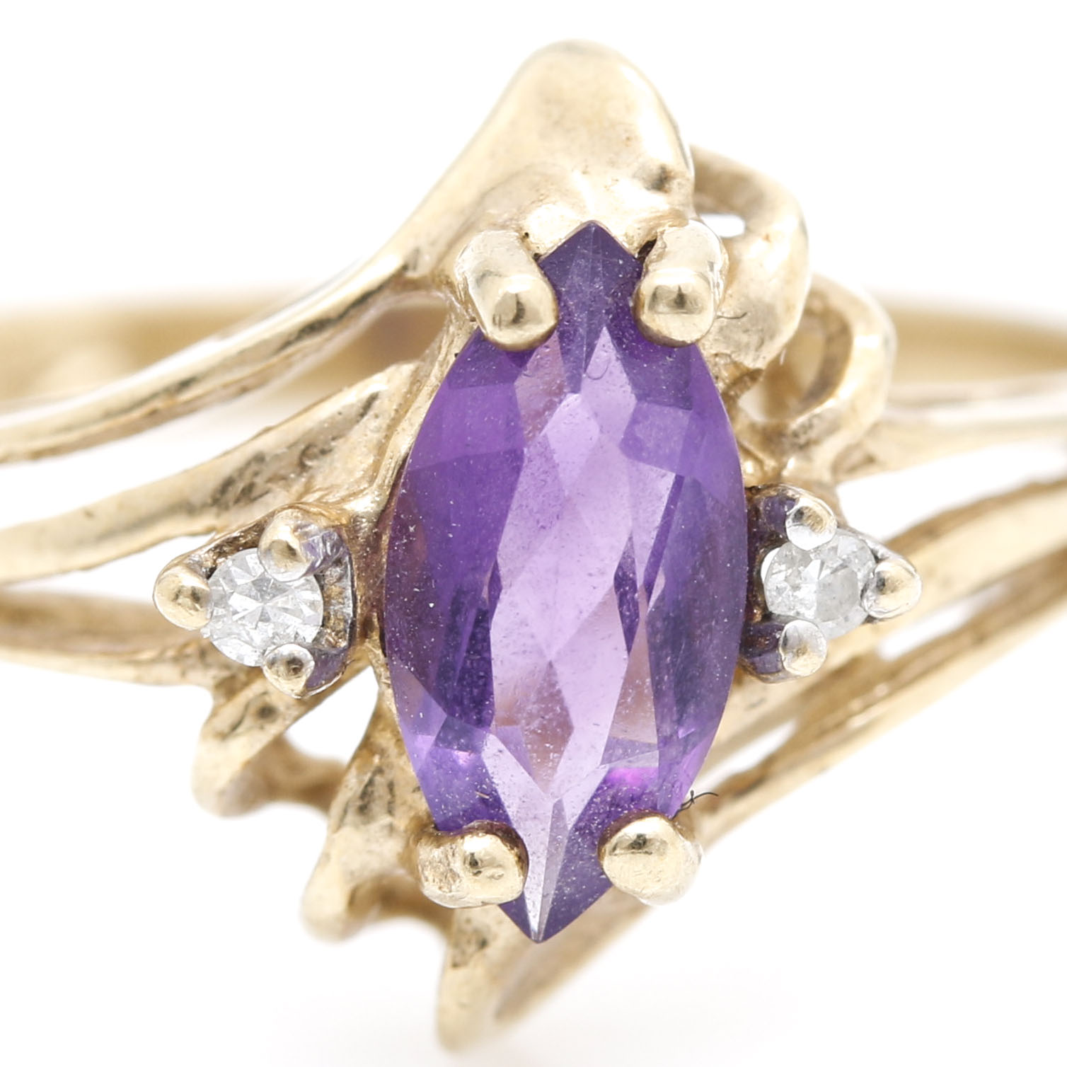 10K Yellow Gold Amethyst and Diamond Jewelry