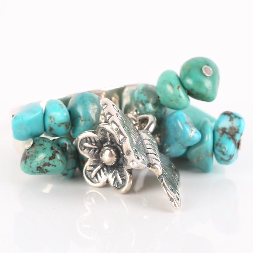 Sterling Silver and Turquoise Dangle Ring