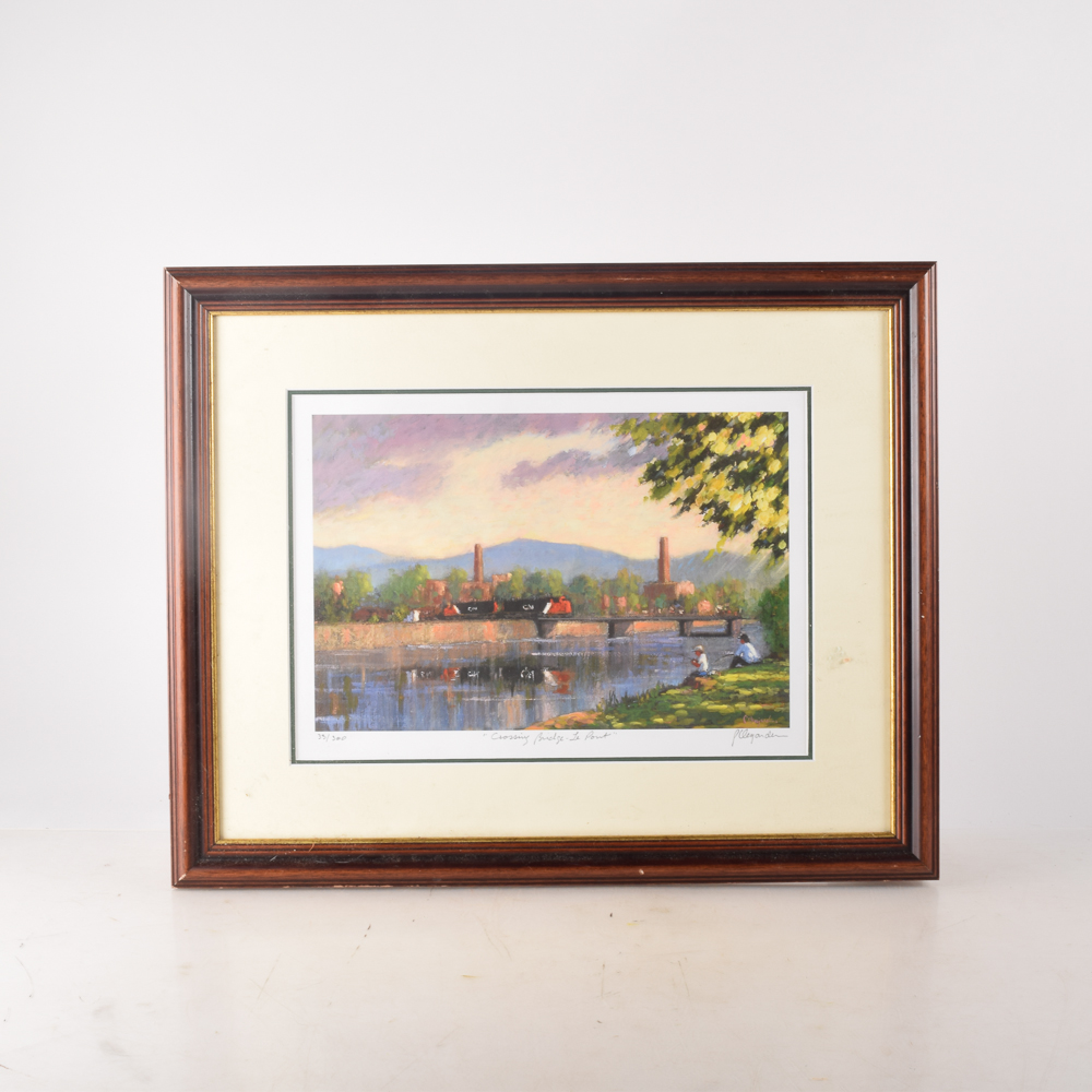 Pierre Desjardins Limted Edition Signed Giclee "Crossing the Bridge-Le Pont"