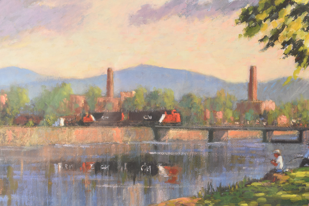 Pierre Desjardins Limted Edition Signed Giclee "Crossing the Bridge-Le Pont"