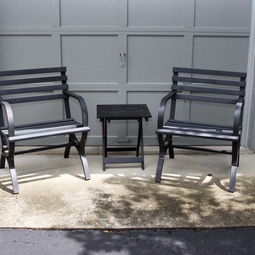 Metal Patio Chairs and  Side Table