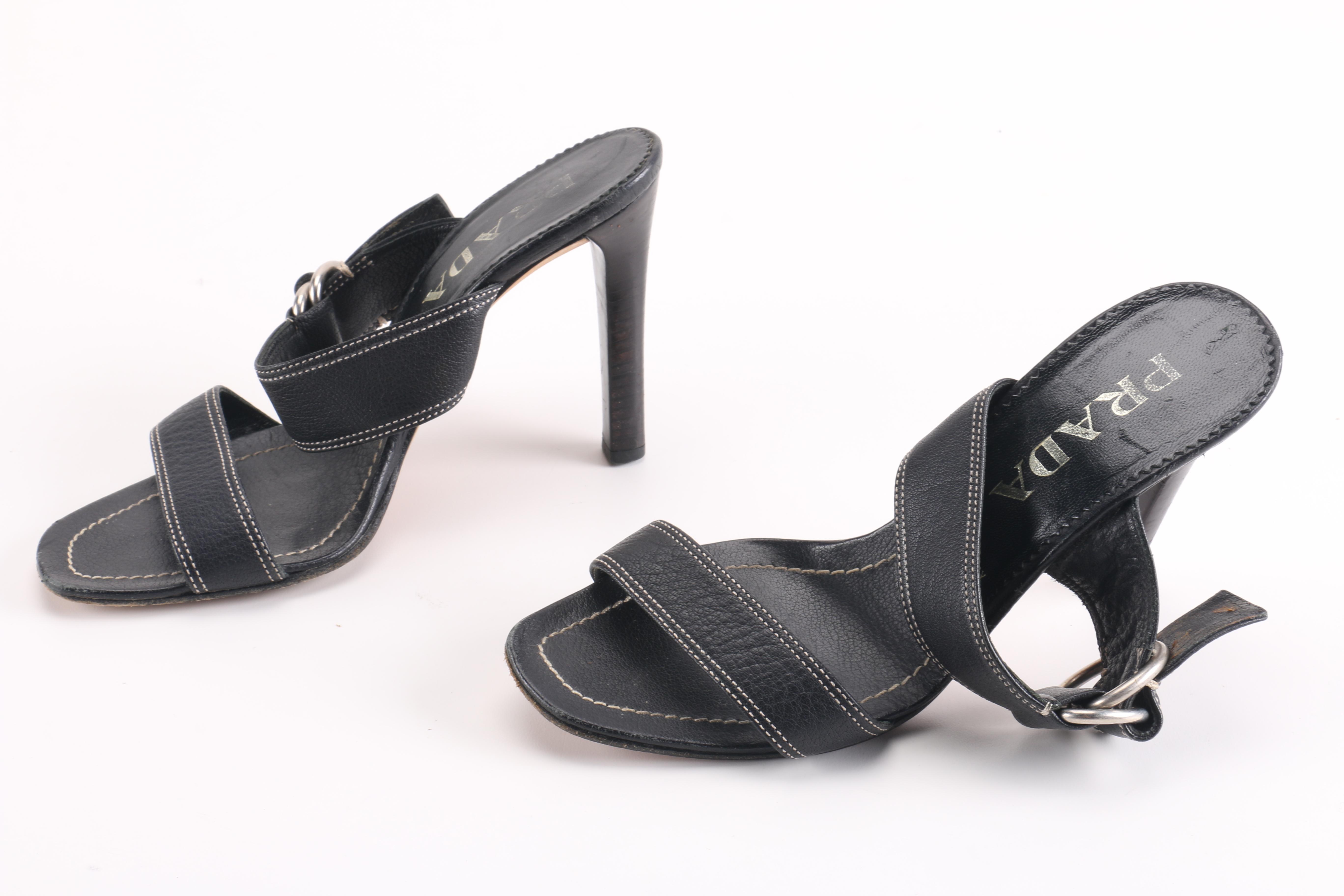 Prada Sandals in Black Leather