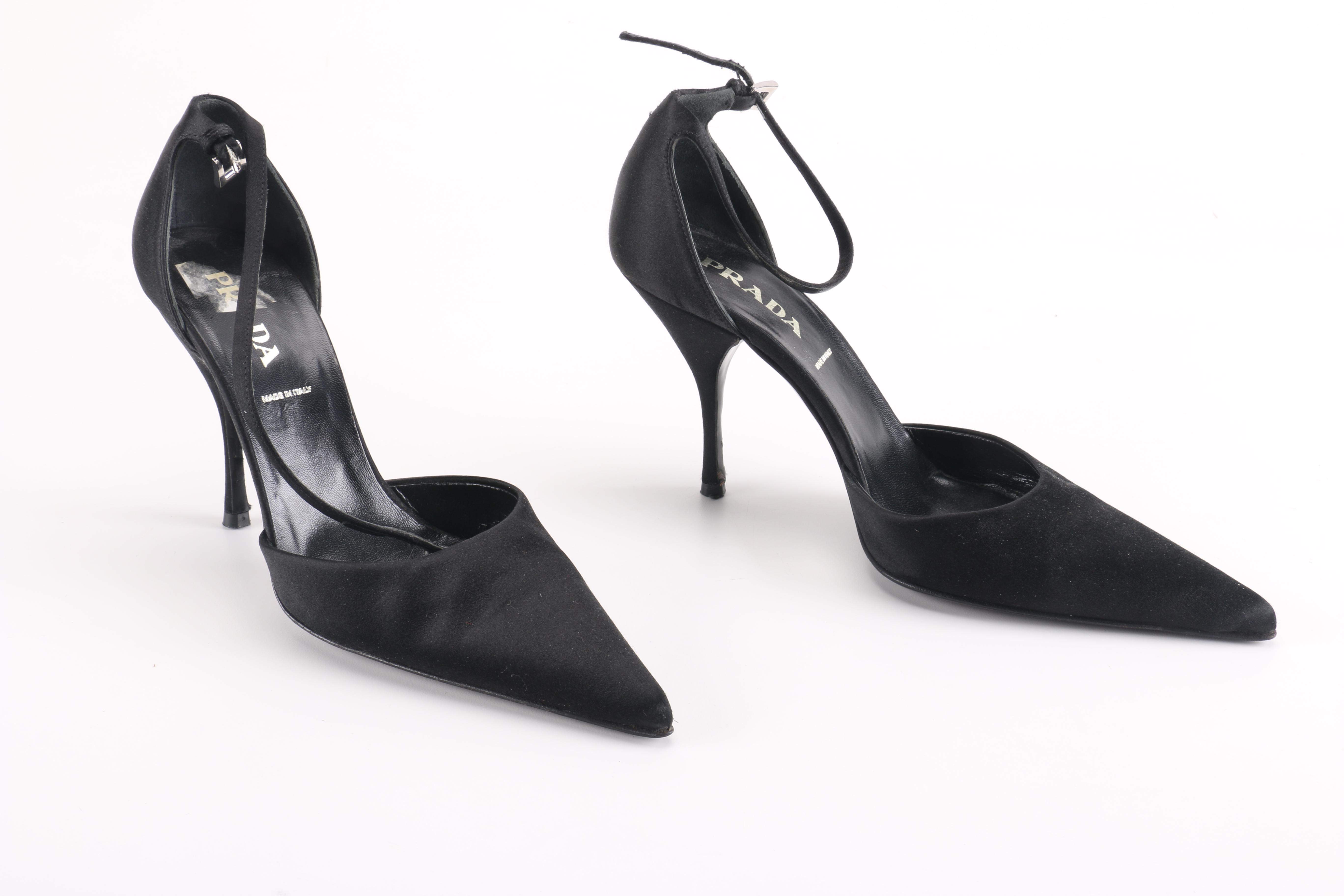 Prada Black Ankle Strap Heels
