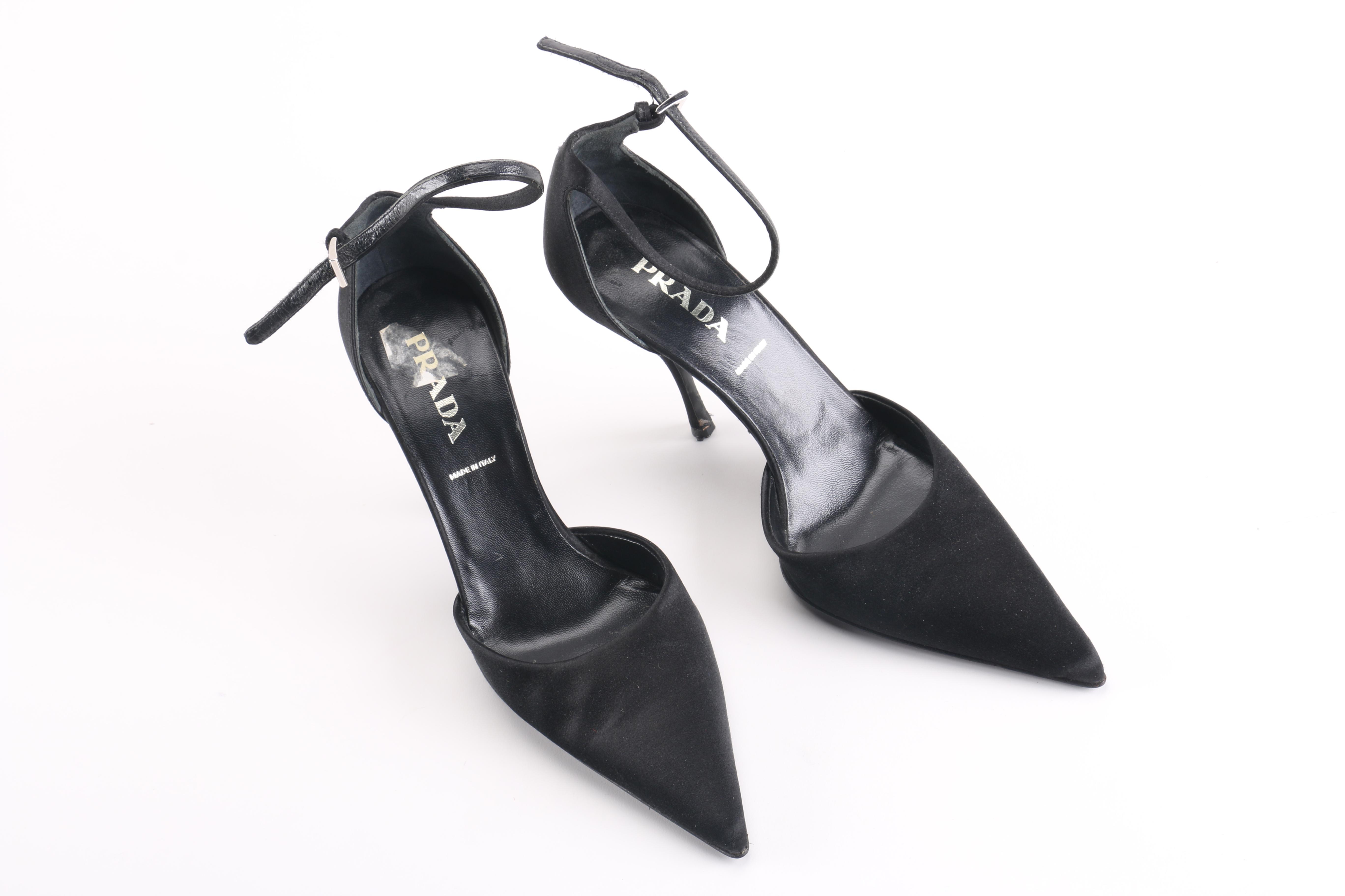 Prada Black Ankle Strap Heels