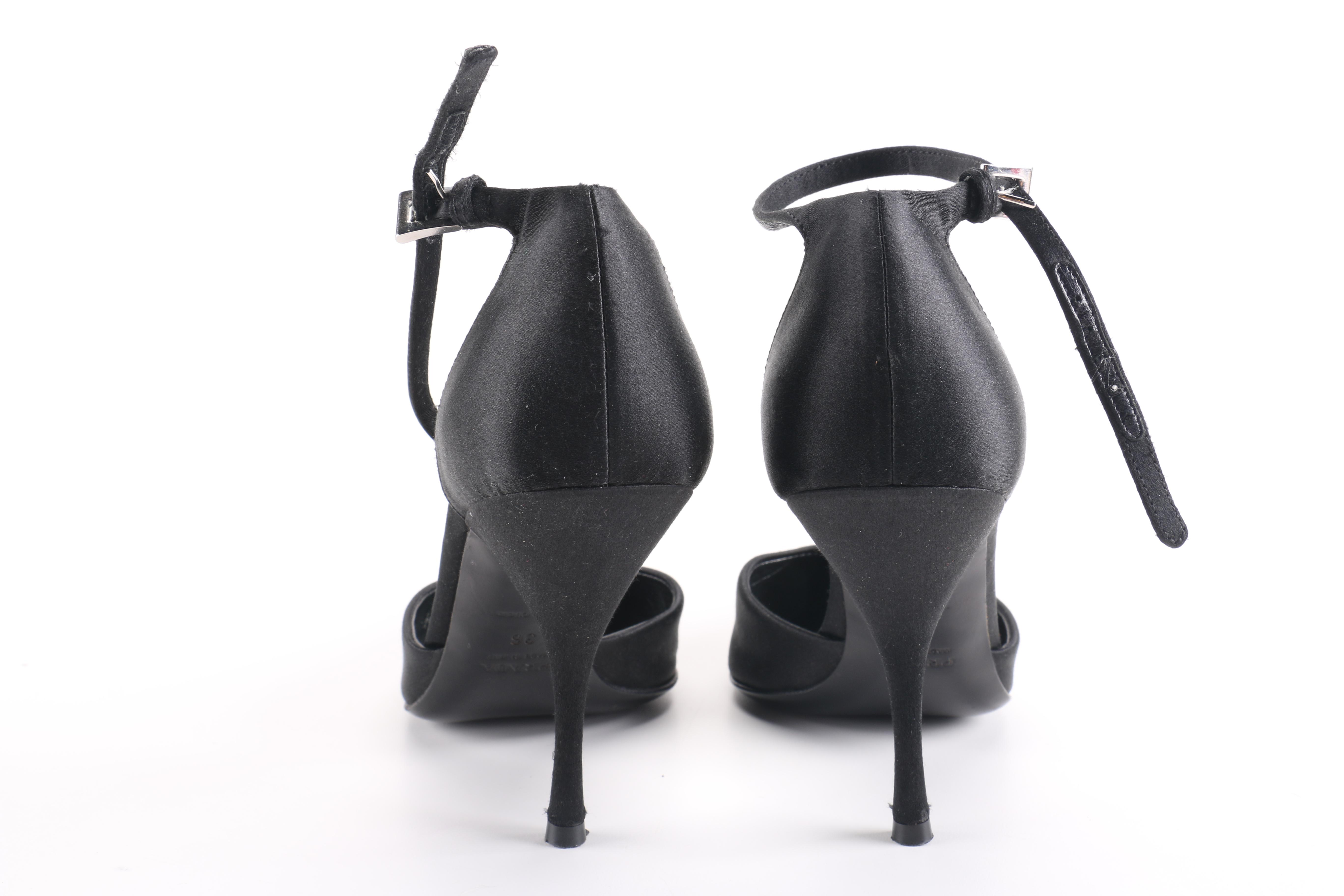Prada Black Ankle Strap Heels