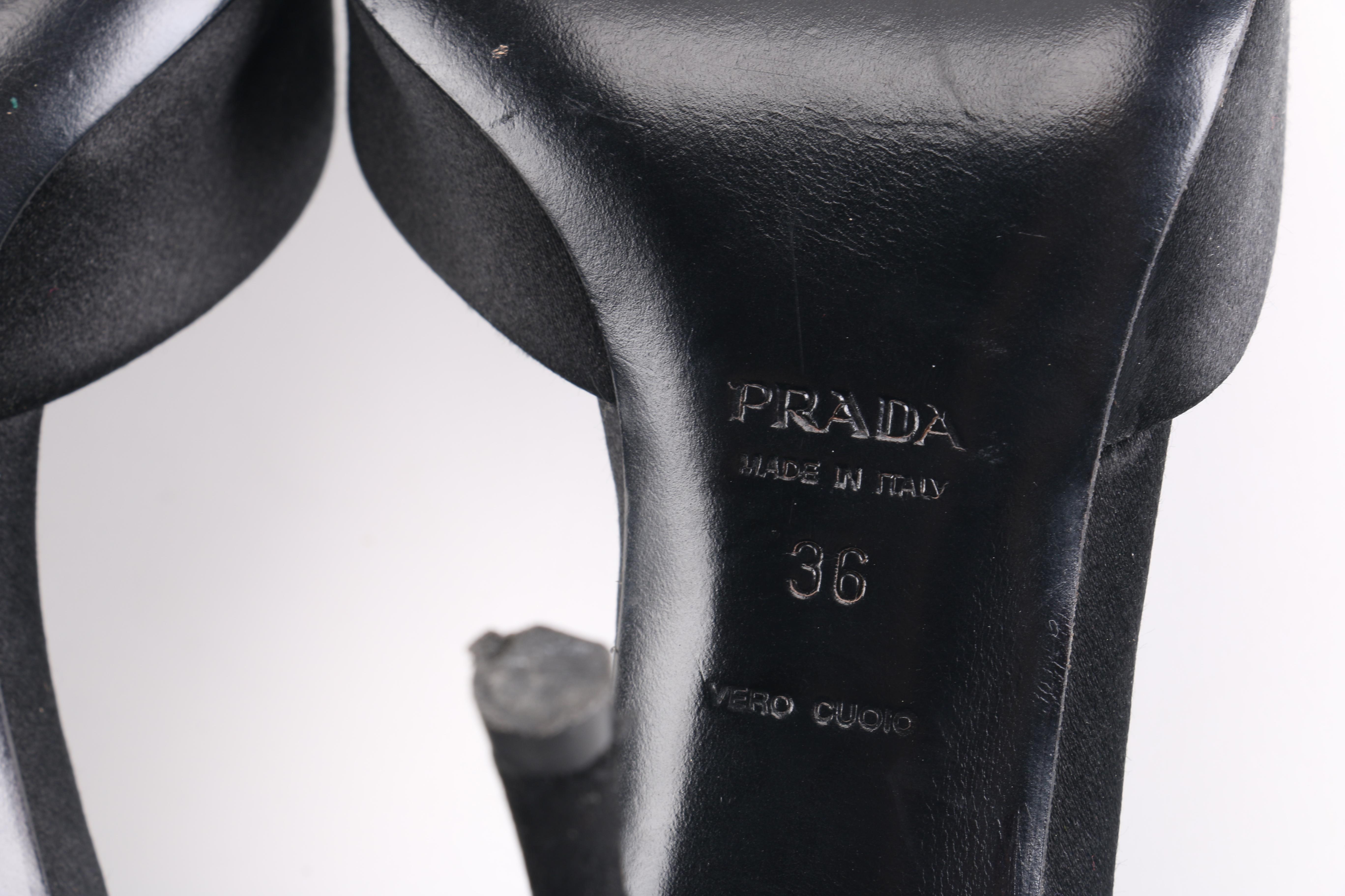 Prada Black Ankle Strap Heels