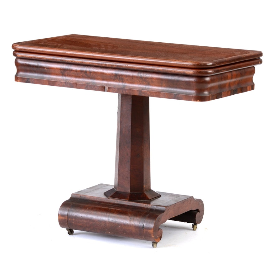 Antique Empire Style Mahogany Flip-Top Game Table