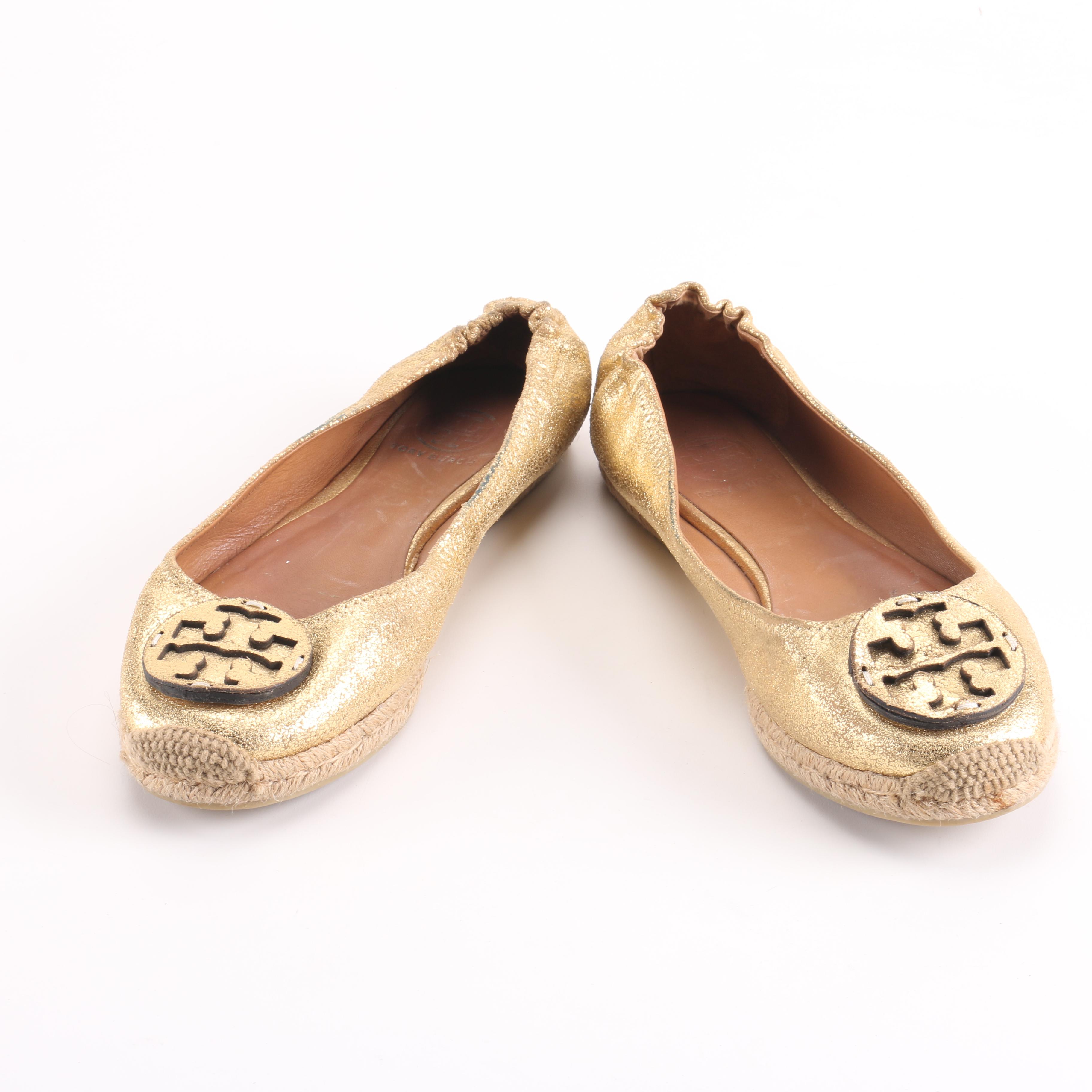 Tory Burch Metallic Espadrille Flats