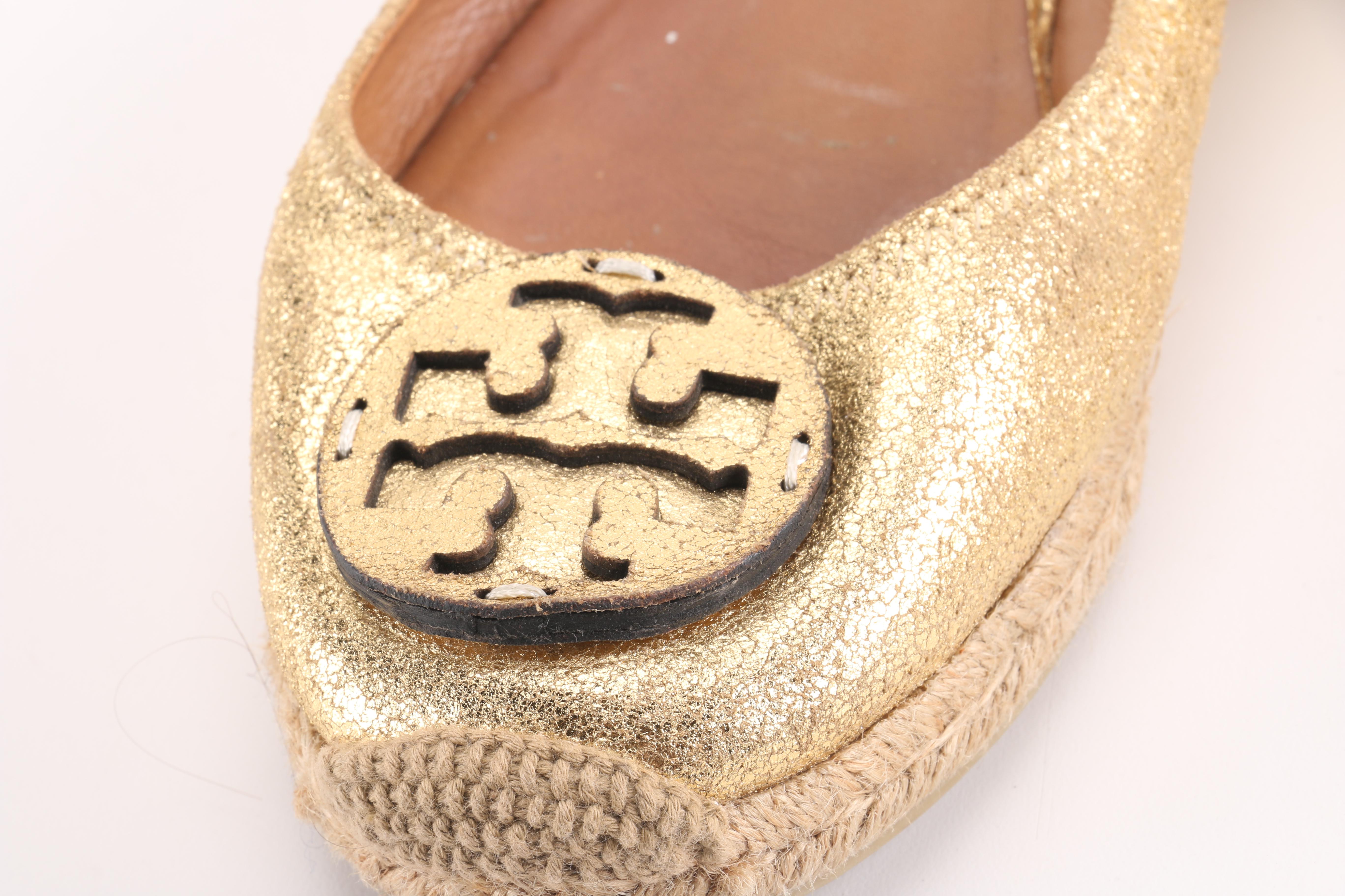 Tory Burch Metallic Espadrille Flats