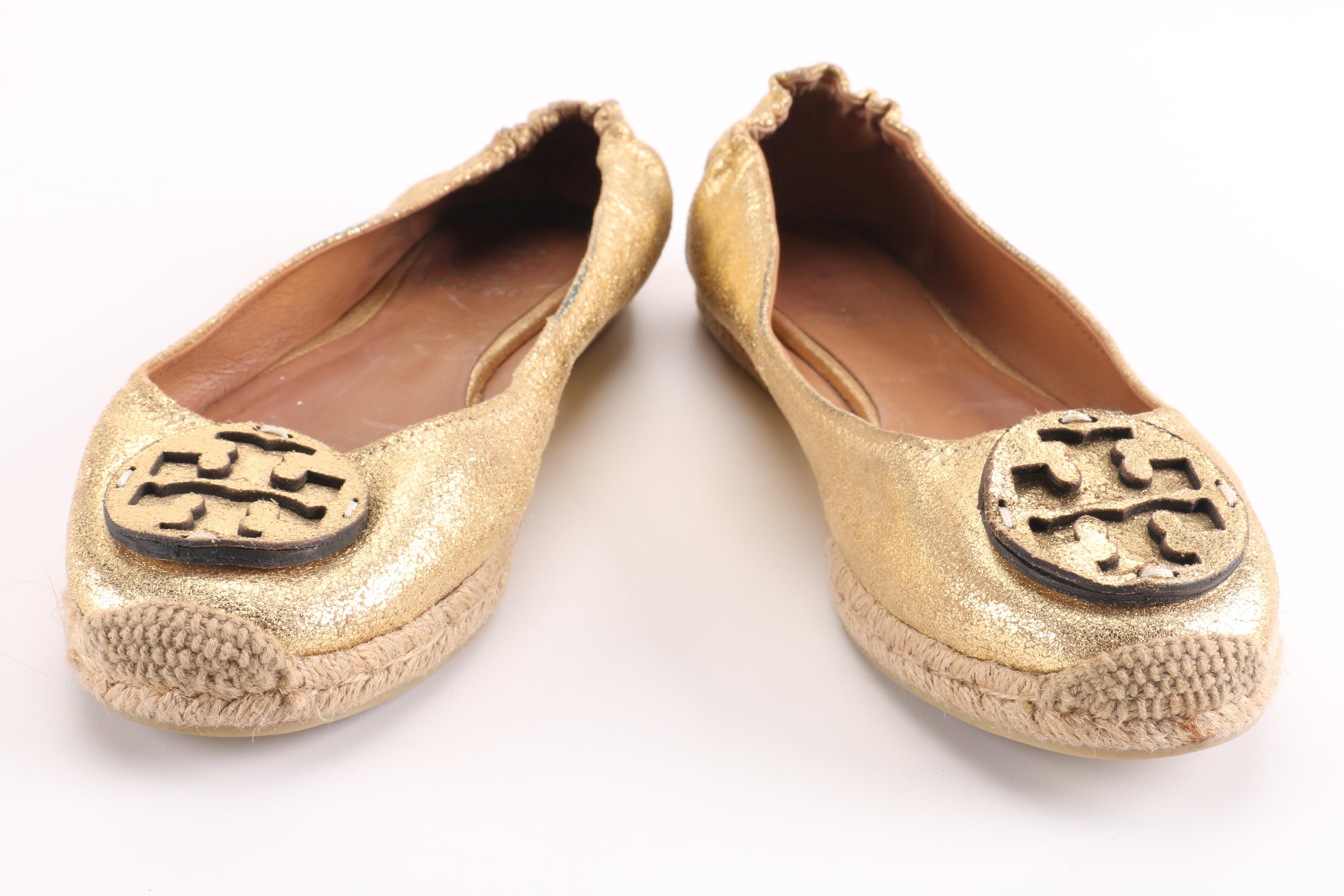 Tory Burch Metallic Espadrille Flats