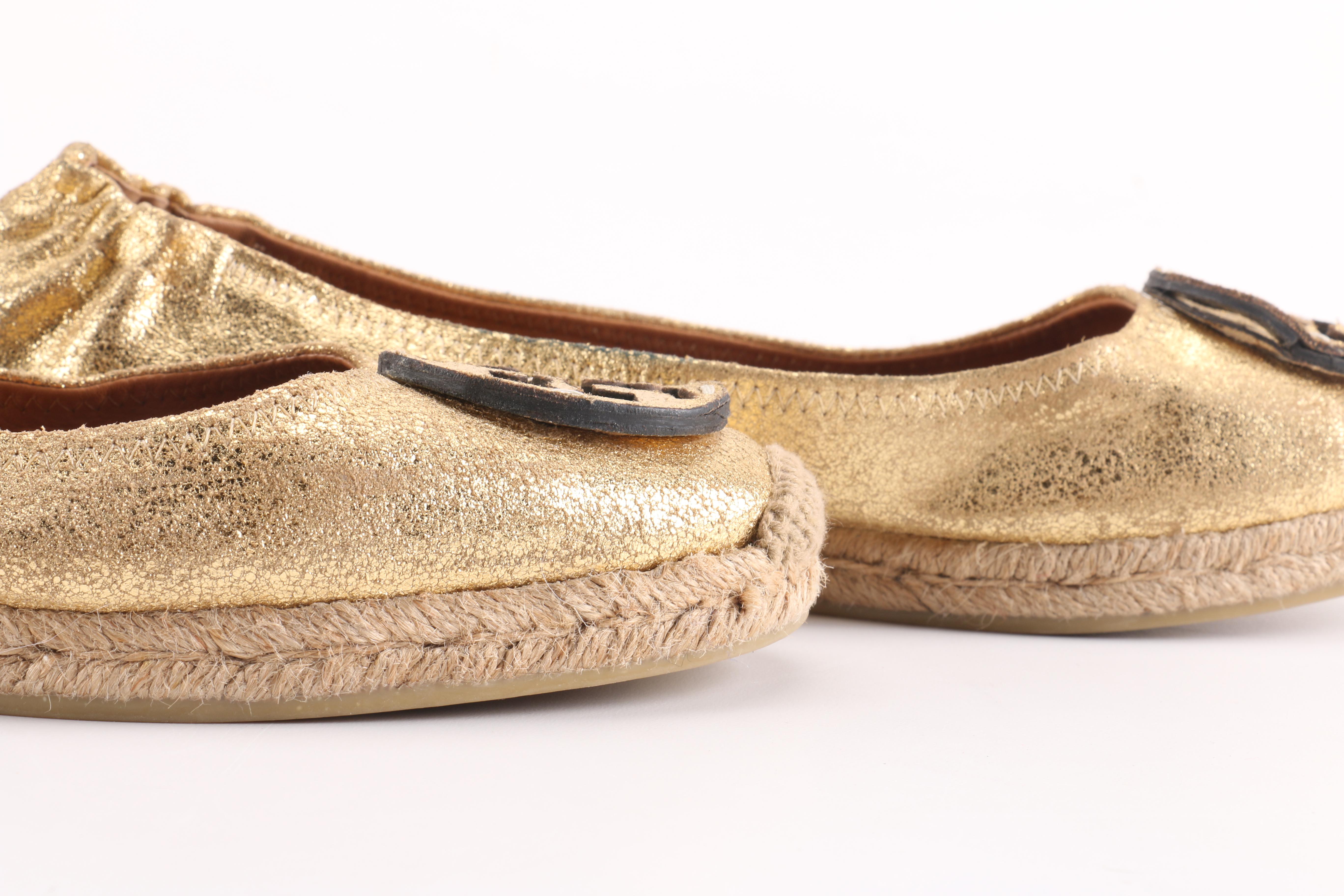 Tory Burch Metallic Espadrille Flats