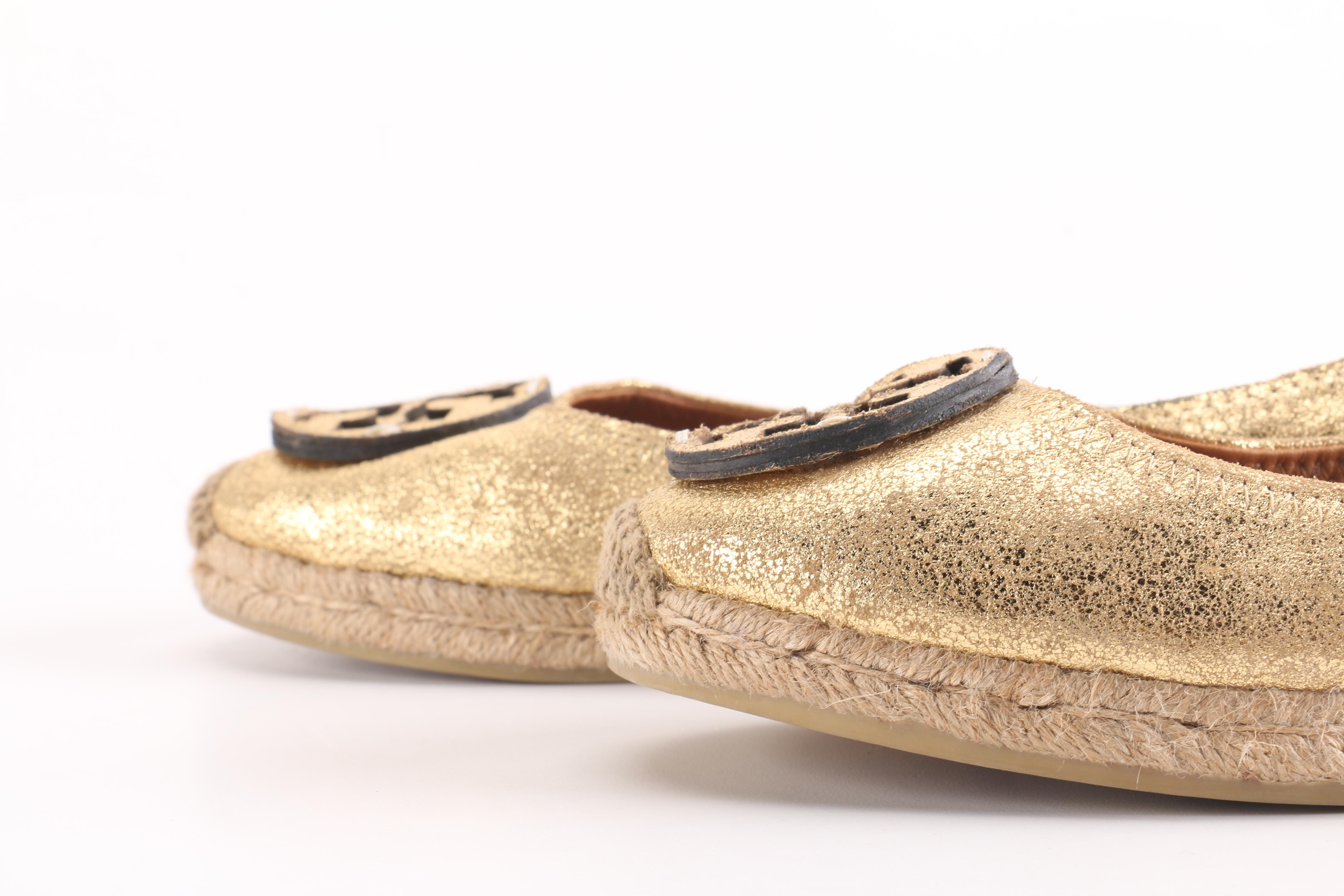 Tory Burch Metallic Espadrille Flats